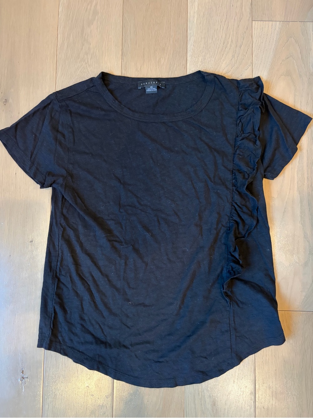 Black Ruffle Short-Sleeve Tee - Sanctuary XS